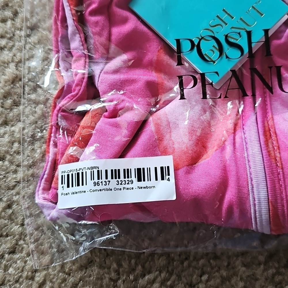 Posh Peanut Bamboo Convertible Baby Sleepers Pajama- Posh Valentine Size Newborn - Picture 3 of 4